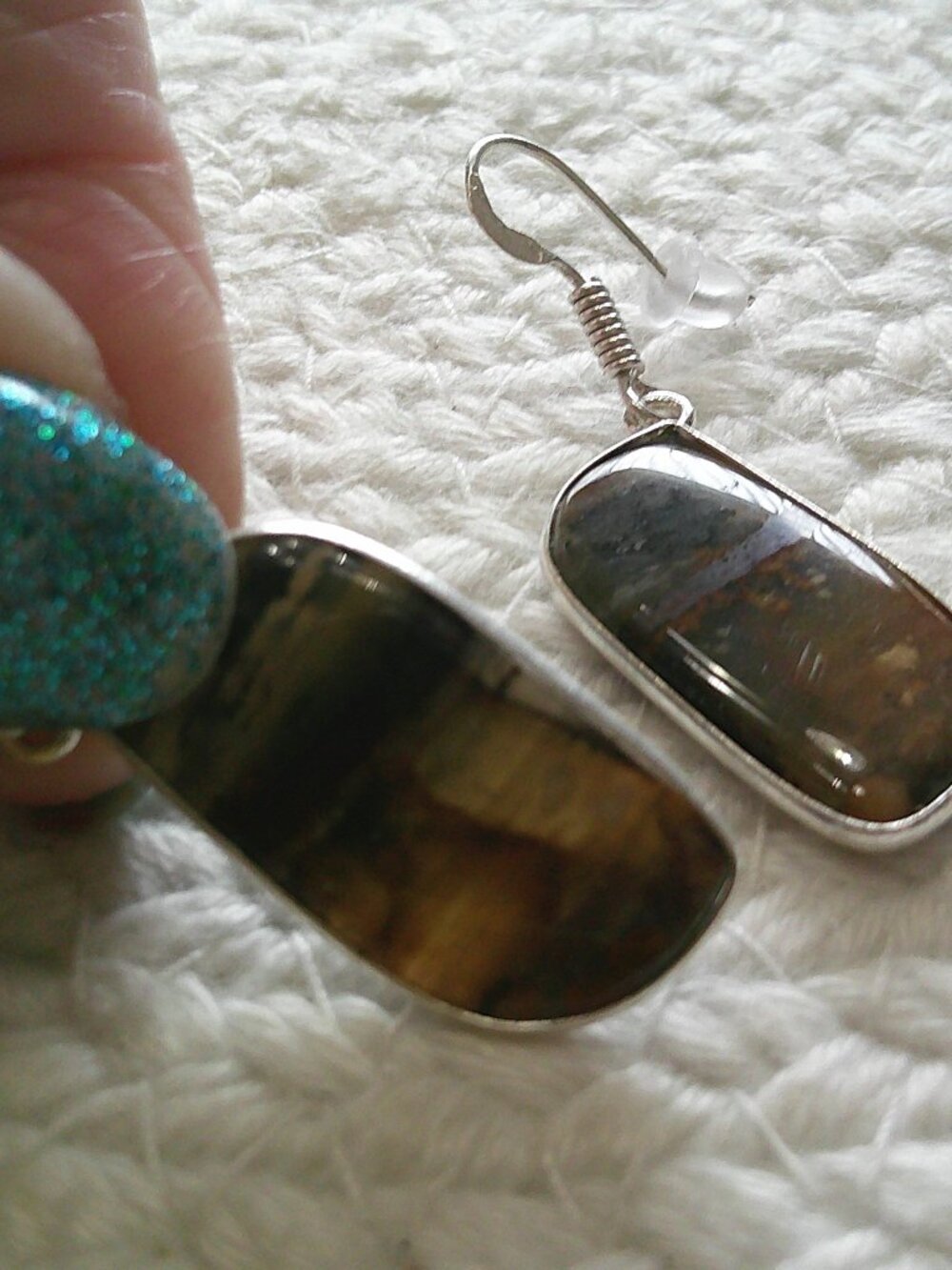 Natural FRUIT JASPER Handmade Sterling 925 Dangle Earrings #787E